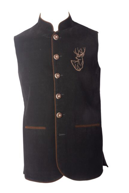 Black Wool Embroidered German Waistcoat