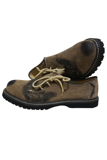 Braune Lederhosen-Stickerei-Schuhe