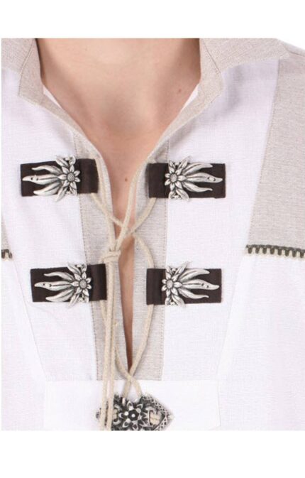 Men's Embroidered Trachten White Shirt