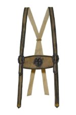 Grünlich-braune bayerische Lederhosen-Träger