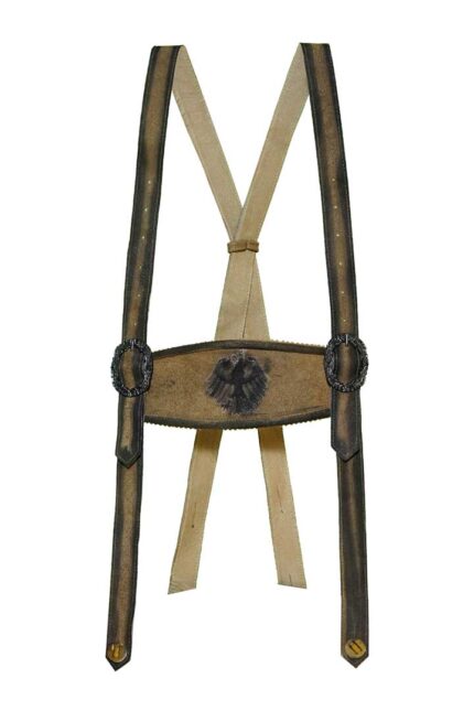 Grünlich-braune bayerische Lederhosen-Träger