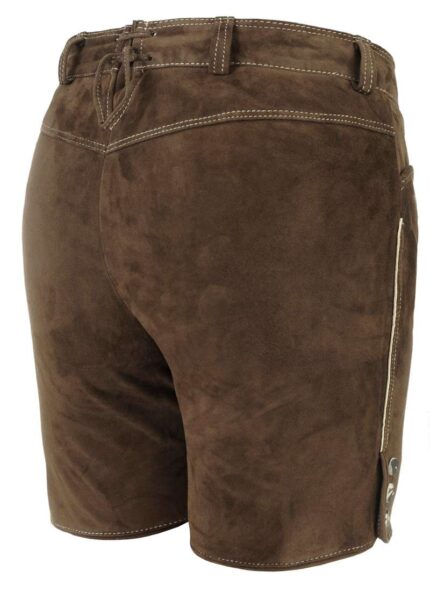 Women Authentic Bavarian Lederhosen Short Dark Brown