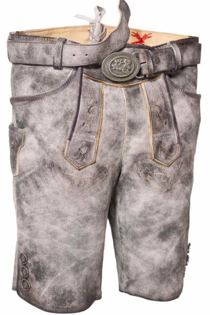Florian Herren Lederhosen – Premium Ziegenleder, Smokey Grey