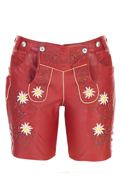 Emilia Schüle Damen Lederhosen – Rot Premium